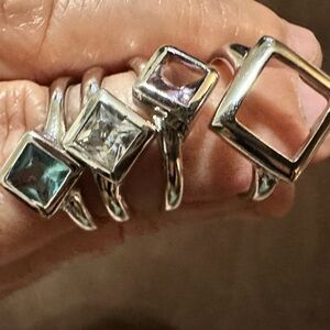 Elegant Silver and Gemstone Ring Set